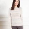 Pull Rose Gris Col Rond