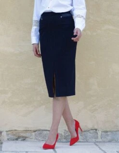 Jupe Bleu Marine Rayée