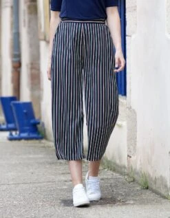 Pantalon Large Bleu Rayé