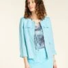 Veste Lin Bleu Turquoise