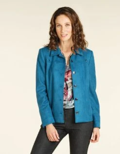 Veste Bleue Aspect Daim