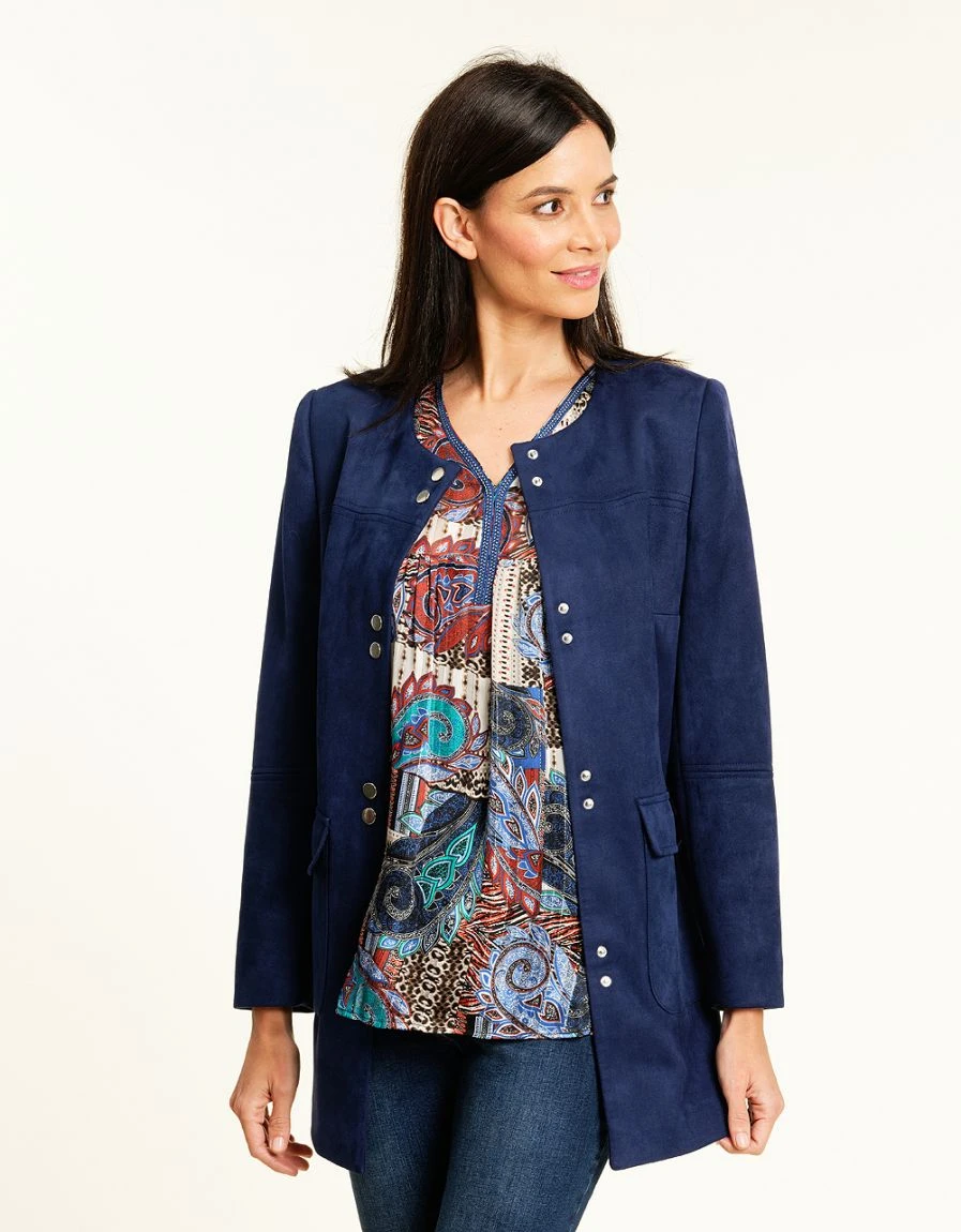 Veste Aspect Daim Bleue 3 Veste Aspect Daim Bleue