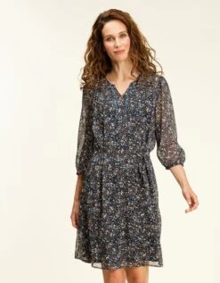 Robe Voile Fleurie Marine