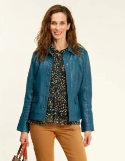 Veste 100% Cuir Bleu