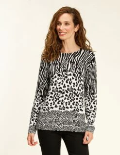 Pull Fin Imprimé Animal