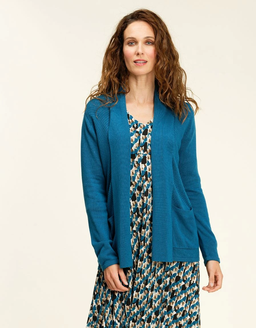 Gilet Long Col Châle Bleu 3 Gilet Long Col Châle Bleu