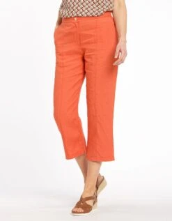 Pantacourt Orange En Lin