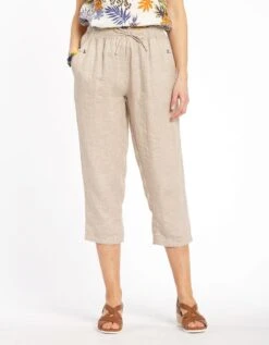 Pantacourt En Lin Beige