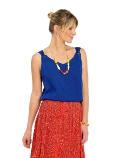 Top Bleu Dur 100% Lin
