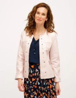 Veste 100% Cuir Rose Pale