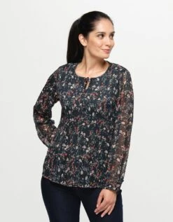 Blouse Plissée Noir Doré