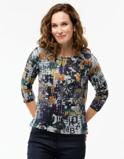 T-shirt Imprimé Noir Vert