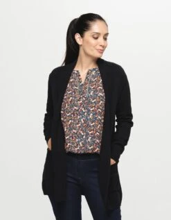 Gilet Long Col Châle Noir