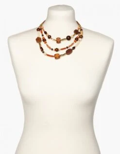 Collier Marron Et Doré
