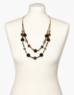 Collier Noir Et Doré