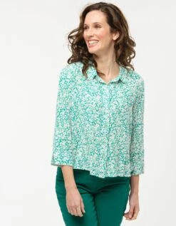 Chemisier Vert Fleuri