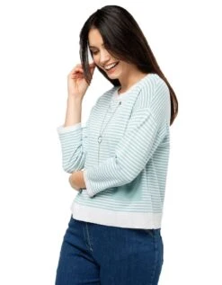 Pull Rayures Vert D'eau