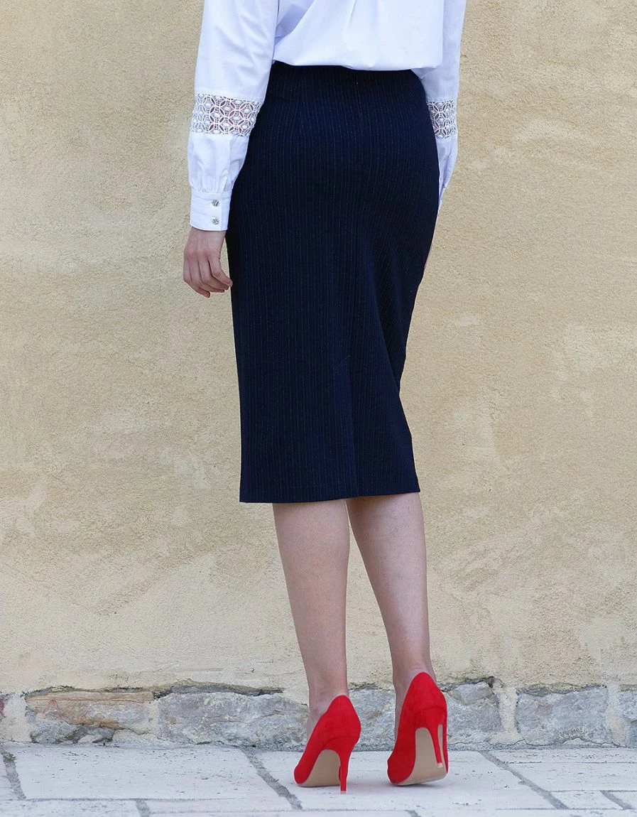 Jupe Bleu Marine Rayée 4 Jupe Bleu Marine Rayée – Image 2