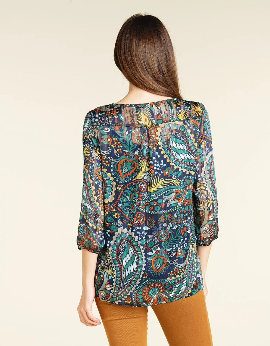 Blouse En Voile Bleue 4 Blouse En Voile Bleue – Image 2