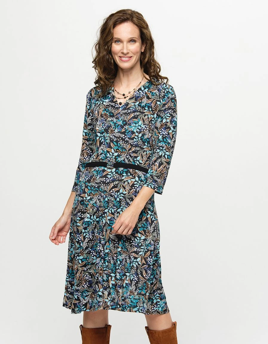 Robe Maille Bleu Floral 4 Robe Maille Bleu Floral – Image 2