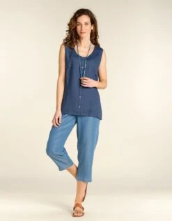 Pantacourt Lyocell Bleu -Meilleur Vêtement Magasin image3 21ec2291081