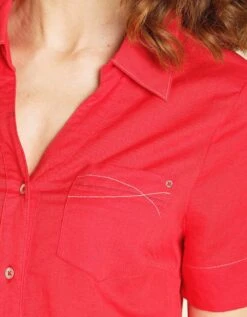 Chemise Lin Coton Rouge -Meilleur Vêtement Magasin image4 20eb4428010