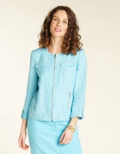 Veste Lin Bleu Turquoise 11 Veste Lin Bleu Turquoise -Meilleur Vêtement Magasin image4 20eb4741080