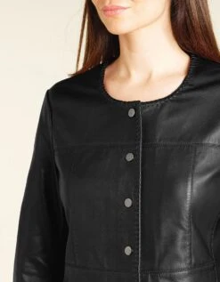 Veste Noire 100% Cuir -Meilleur Vêtement Magasin image4 20hc0336020