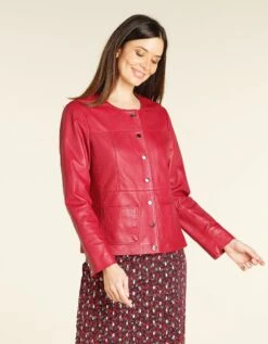 Veste Rouge 100% Cuir 11 Veste Rouge 100% Cuir -Meilleur Vêtement Magasin image4 20hc0576012