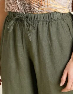 Pantacourt En Lin Kaki -Meilleur Vêtement Magasin image4 21ec2321057