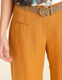 Pantalon En Lin Ocre -Meilleur Vêtement Magasin image4 21ec2454098