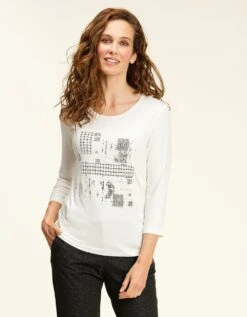 T-shirt Blanc Motif Gris -Meilleur Vêtement Magasin image4 21hc4820060