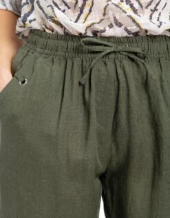 Pantalon 7/8ème Lin Kaki -Meilleur Vêtement Magasin image4 22ed0194057