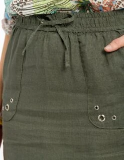 Jupe Légère En Lin Kaki -Meilleur Vêtement Magasin image4 22ed0195057