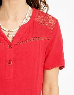 Robe 100% LIN Rouge -Meilleur Vêtement Magasin image4 22ed0252047