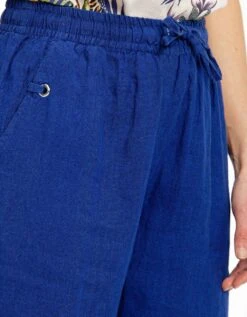 Pantacourt Lin Bleu Dur -Meilleur Vêtement Magasin image4 22ed0791085