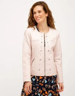 Veste 100% Cuir Rose Pale -Meilleur Vêtement Magasin image4 22ed0864074