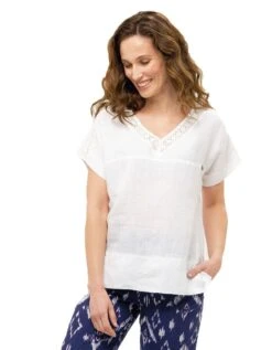 Blouse 100%lin Blanc -Meilleur Vêtement Magasin image4 23ed4097015