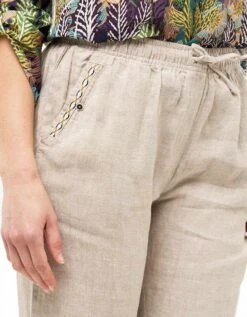 Pantacourt Beige 100% Lin -Meilleur Vêtement Magasin image4 23ed4271066