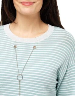 Pull Rayures Vert D'eau -Meilleur Vêtement Magasin image4 23ed4661188