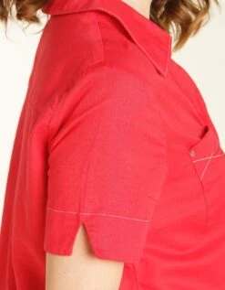 Chemise Lin Coton Rouge -Meilleur Vêtement Magasin image5 20eb4428010