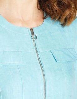 Veste Lin Bleu Turquoise 12 Veste Lin Bleu Turquoise -Meilleur Vêtement Magasin image5 20eb4741080