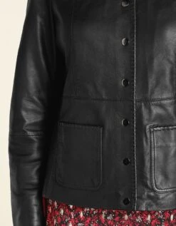 Veste Noire 100% Cuir -Meilleur Vêtement Magasin image5 20hc0336020