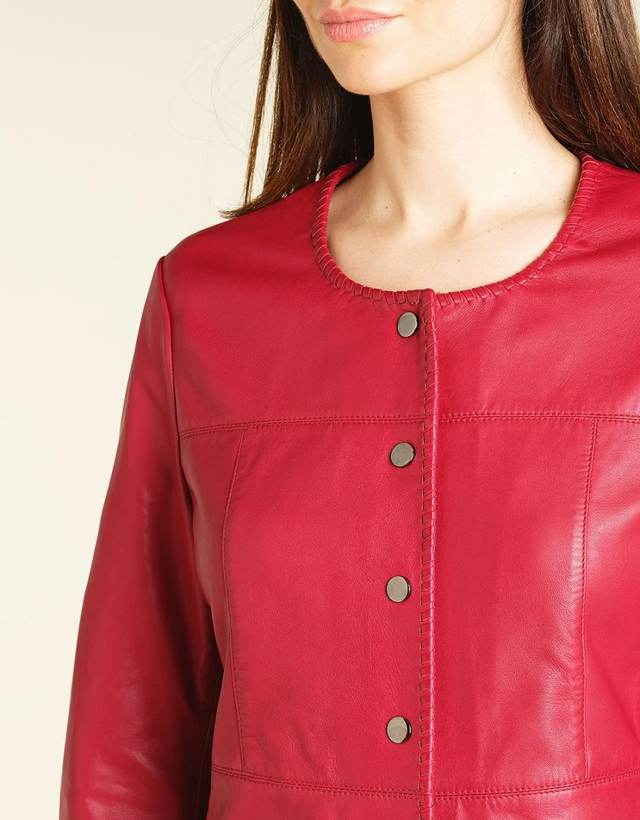 Veste Rouge 100% Cuir 7 Veste Rouge 100% Cuir – Image 5