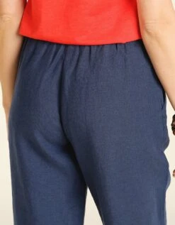 Pantacourt 100% LIN Bleu -Meilleur Vêtement Magasin image5 21ec2516085