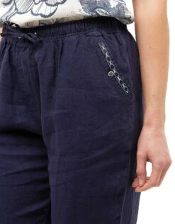 Pantacourt Lin Bleu -Meilleur Vêtement Magasin image5 23ed4447085