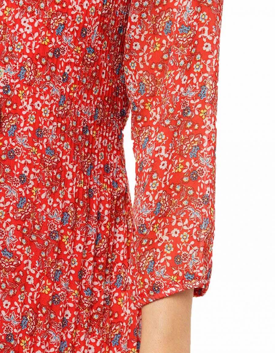 Robe Rouge Fin Plissé 7 Robe Rouge Fin Plissé – Image 5