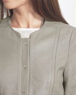 Veste 100 % CUIR Taupe -Meilleur Vêtement Magasin image6 19eb0415066