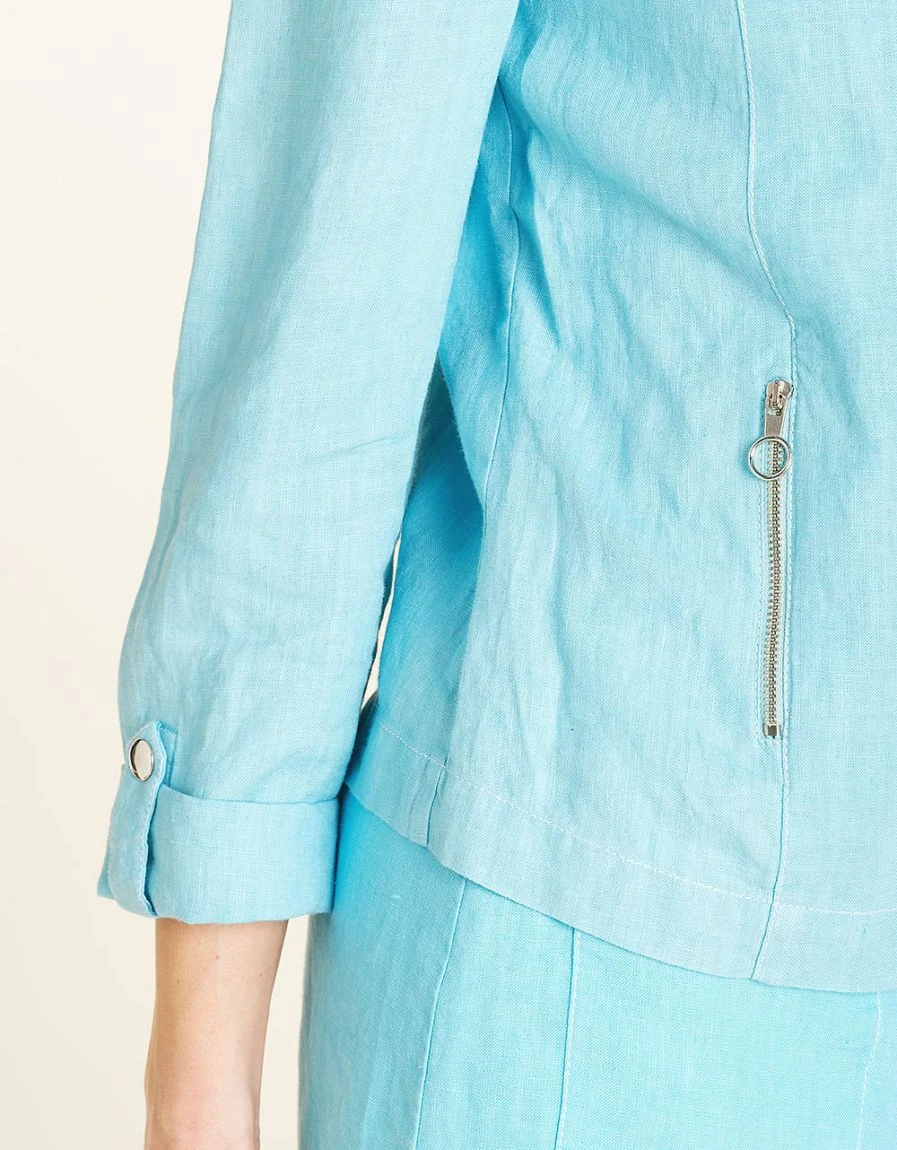 Veste Lin Bleu Turquoise 8 Veste Lin Bleu Turquoise – Image 6