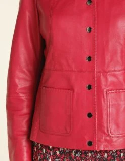 Veste Rouge 100% Cuir 13 Veste Rouge 100% Cuir -Meilleur Vêtement Magasin image6 20hc0576012